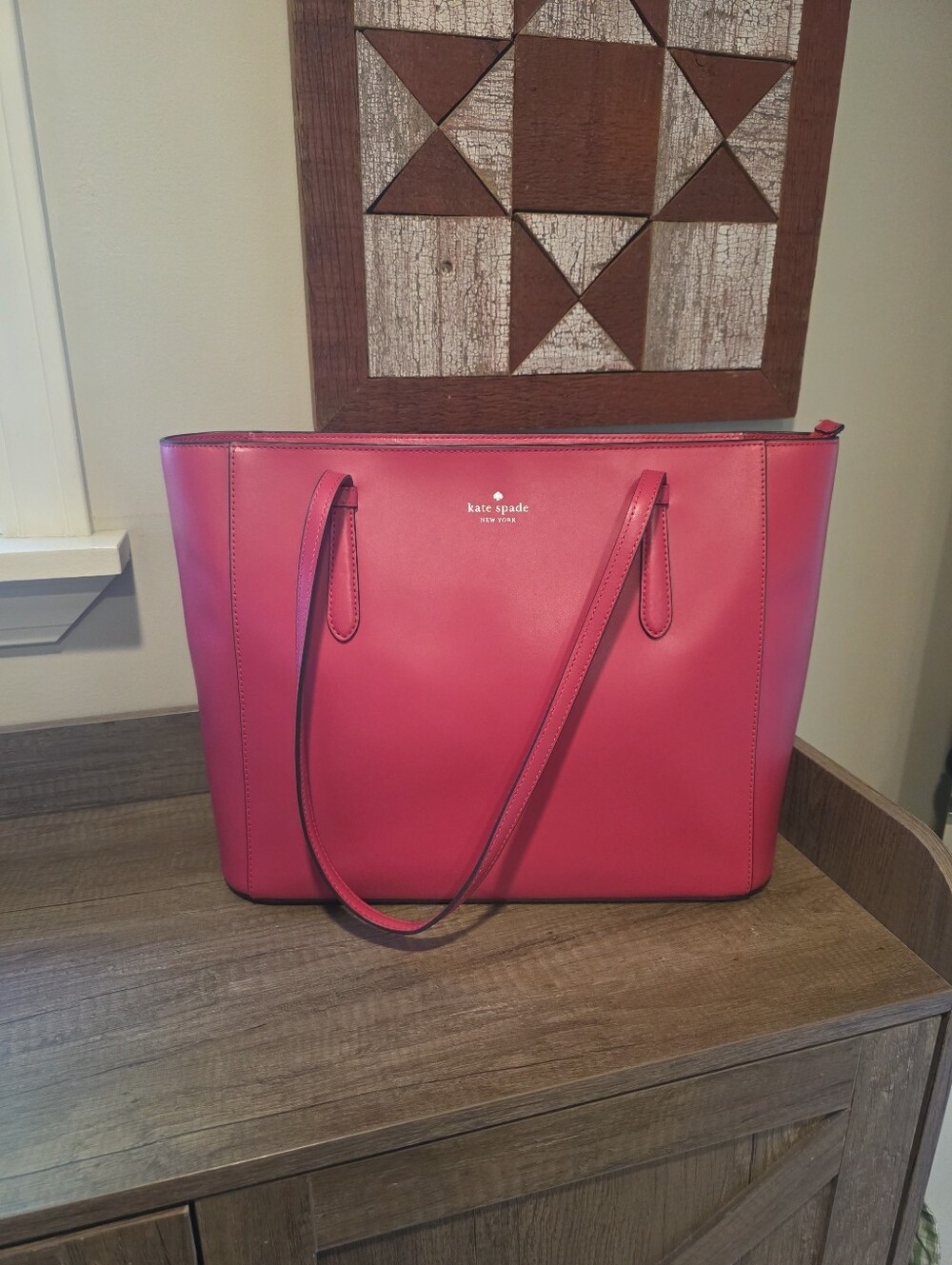 kate spade Pink Leather Tote with Slim Shoulder Straps